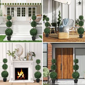 Set di 2 Alberi Artificiali di Bosso a Sfera per Interni ed Esterni, Piante Finte Verdi in Vaso, Durevoli ed Eleganti per l'Arredamento Domestico - Product Image 2