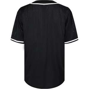 Maillot de baseball en mesh noir ventilé avec bande blanche, uniforme d'équipe personnalisé et équipement de sport respirant - Product Image 2