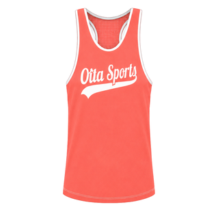 Coral Red White <b>Swim</b> Set Sleeveless Racerback Tank <b>Top</b> with Matching Shorts Lightweight Quick Dry Training Performance Swimwear - Product Image 3