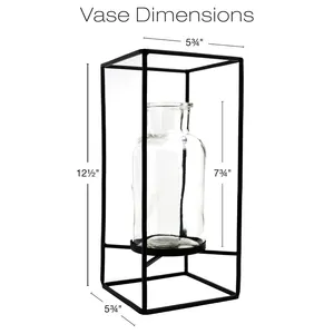 Vase de sol en métal fait main, moderne et luxueux, pour mariages, avec récipient floral en verre amovible, idéal pour la décoration intérieure, les magasins et les hôtels. - Product Image 1