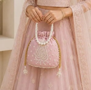 Sac à main ethnique pour femme, élégant, en nylon, broderie florale, mode indienne, perles - Product Image 3