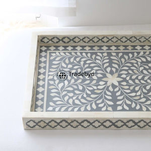 Bandeja de Servicio Moderna con Incrustaciones de Hueso, Móvil, de Primera Calidad, Decorativa y de Lujo para Mesa de Centro, por Tradebyd - Product Image 3