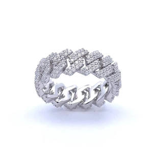 Anillo de eslabones cubanos con diamantes de moissanita, chapado en rodio sobre plata de ley 925, joyería hip hop para hombre, anillo de pinky, regalos de boda - Product Image 5