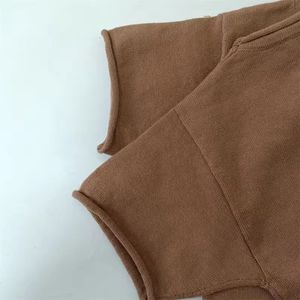 Camiseta de punto para mujer, de manga corta, cuello redondo, color liso, ajuste holgado, para todas las estaciones, estilo casual - Product Image 5
