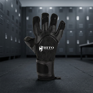 Gants de gardien de but en néoprène noir sur mesure, paume plate de 4 mm, gants de gardien de but avec découpe et embossage en latex - Product Image 6