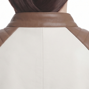 Women's Full Zip Leather <b>Biker</b> <b>Jacket</b> Ladies Stand Collar Leather Motorcycle <b>Jacket</b> Female Side Pockets Leather Moto <b>Jackets</b> - Product Image 5