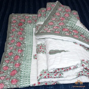 HandBlock Printed Indian Jaipuri Cotton Quilt Handstitched Handmade Reversible Printed Jaipuri Razai Best for Winter Season - Product Image 4