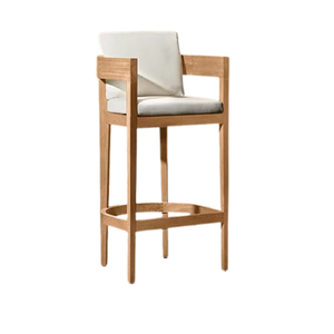 Chaise de bar d'extérieur de luxe en teck massif, accoudoir incurvé de qualité supérieure, design ergonomique, résistante aux intempéries, mobilier moderne pour villas et complexes hôteliers - Product Image 4