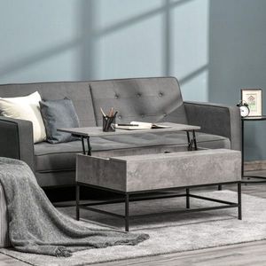 Luxury Convertible <b>Grey</b> Stone Top <b>Coffee</b> <b>Table</b> Indoor Folding Living Room and Bedroom Side <b>Table</b> with Elegant Design - Product Image 1