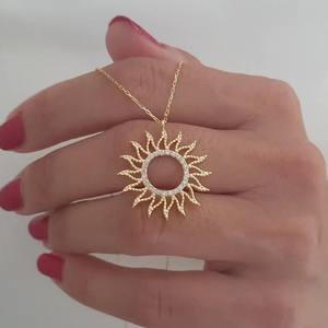 Colgante Sunshine con forma de sol, collar de diamantes VVS, colgante de moissanita, colgante de plata 925, pasa la prueba del diamante, colgante para mujer - Product Image 2