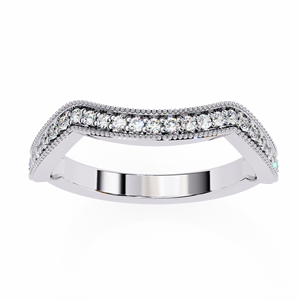 Bague en or blanc avec moissanite taille ovale, alliance de mariage avec accents pavé, bijou de promesse pour femme - Product Image 1
