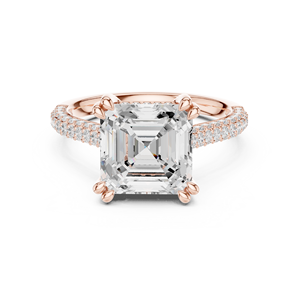 Anillo de Compromiso de Oro para Mujer con Diamante Corte Asscher y Diamantes Laterales, Certificado GIA, Estilo Clásico - Product Image 4