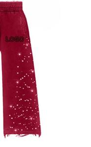 <b>Red</b> <b>Glitter</b> Dot Print Loose Fit Full Length Tracksuit Pants Elastic Waist Side Pockets Casual Autumn Wear - Product Image 6