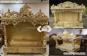 Éléphant sculpté à la main Mandir maison bois traité Temple Style moderne taille personnalisée finition naturelle UK USA Canada - Product Image 2