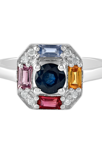 Anillo de Diamantes y Múltiples Zafiros en Plata de Ley 92.5 KLSR-11438 - Product Image 4