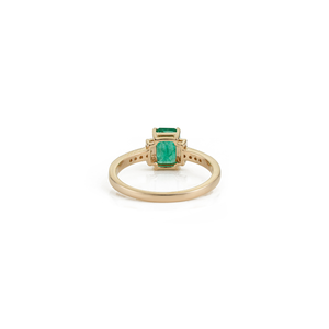 Precious Gemstone Fine 7x5 mm Octagon Cut Emerald & Diamond <b>Stacking</b> Engagement <b>Ring</b> K14 Solid Yellow Gold Wholesale Jewelry - Product Image 6