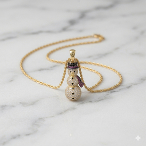 Trendy 10K <b>Solid</b> Gold Cartoon Iced Vintage Winter Snowman Charms Pendants Custom Moissanite Diamond Hip Hop Unisex Gift <b>Necklace</b> - Product Image 4