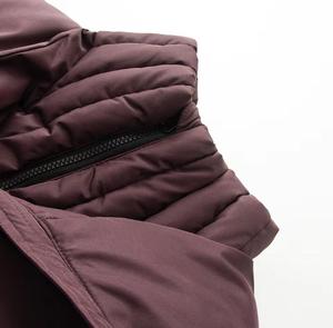 Men's <b>Burgundy</b> Puffer Jacket Hooded Collar Zipper Closure Regular Length Casual Winter Wear Eco-Friendly Minimalist Thick - Product Image 3
