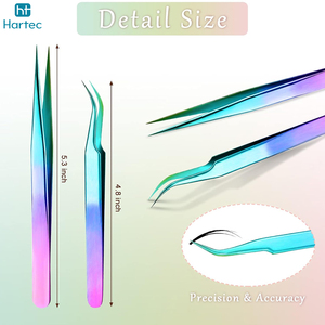 Steel Colorful Professional Eyelash Tweezer <b>Kit</b>, Durable Rainbow Plated Beauty Instruments with Custom Branding Options - Product Image 2