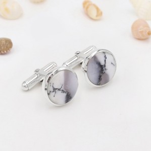 Boutons de manchette en opale dendritique pour hommes, en argent sterling 925, bijoux de luxe en pierres précieuses, accessoires formels pour mariage et fête, cadeau pour papa - Product Image 4