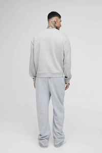 Sweat-shirt à col rond gris pour homme, coupe classique, couleur unie, tricoté, manches longues, décontracté, pour l'automne - Product Image 2