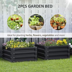 Kit di 2 Vasi Rialzati da 23,5 Pollici Grigio Scuro per Erbe e Verdure - Vasi in Plastica per Aiuole da Giardino - Product Image 4