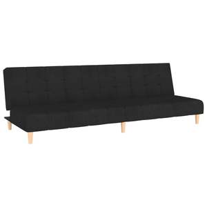 Sofá Cama Negro de 2 Plazas con Madera, Plástico y Espuma, Tela de Poliéster Negra, Duradero y Cómodo - Product Image 2