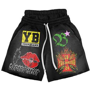 Conjunto de Camiseta y Pantalones Cortos con Estampado Gráfico de Dos Piezas para Hombre, Lavado Ácido, Verano, Logotipo Personalizado, Transpirable, 100% Algodón, Chándal Personalizado - Product Image 3