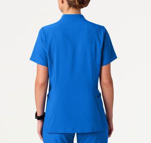 Conjunto de Uniforme Médico Azul para Mujer, Pantalones de Algodón y Poliéster, Blusa de Manga Corta con Cuello para Estetoscopio - Product Image 3