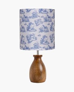 Lampe de lecture moderne Toy Story bleue et blanche avec abat-jour en tissu et base en bois, en cire de soja, pour la décoration intérieure de chambre, à combustion propre - Product Image 1