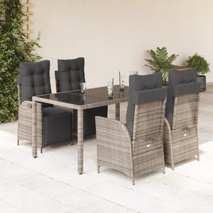 5 Piece Gray Poly Rattan Patio Dining <b>Set</b> with Cushions <b>Garden</b> <b>Sets</b> - Product Image 1