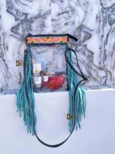 Bolso Transparente con Flecos de Cuero Tallado a Mano, Elegante y Multiusos, Color Turquesa para Mujer - Product Image 5