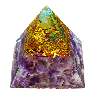 Pirámide de Cristal para Energía Positiva, Pirámide de Cristal de Orgonita con Capa de Cobre y Amatista para Sanación de Chakras - Product Image 2