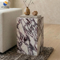 KT Stone Rosso Levanto Couchtisch, Roter Marmor Beistelltisch Nachttisch, Luxuriöse Steinmöbel