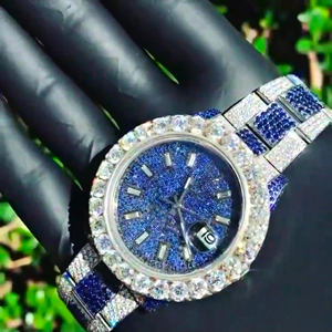 Meilleure vente Montre Moissanite unisexe glacée avec fonction de date automatique Montre en diamant incolore de haute qualité au prix de gros - Product Image 3