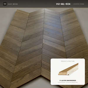 Suelo de Parqué Chevron de Roble Blanco Contemporáneo de 18 mm de Grosor con Sistema de Encaje Macho y Hembra - Product Image 1