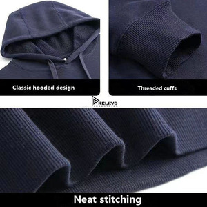 Sweat à capuche pour homme à épaules tombantes en gros |   Vêtements streetwear vierges, impression en relief, logo personnalisé - Product Image 4