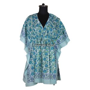 Caftán Corto de Algodón Indio, Túnica de Talla Grande, Vestido Maxi, Abaya, Poncho, Jalabiya, Fabricante de Ropa de Mujer, Diseñador de Vestidos Indios - Product Image 4