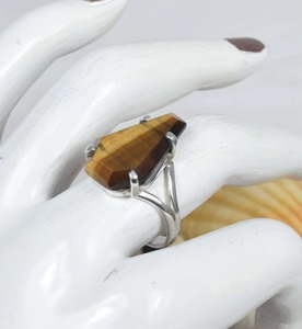 Natural <b>Tiger</b> <b>Eye</b> Coffin Shape Gemstone <b>Ring</b> 925 Sterling Silver <b>Ring</b> Handmade <b>Tiger</b> <b>Eye</b> Jewelry Fashion Party Wear Wholesale - Product Image 2