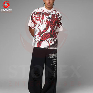 T-shirt personnalisé à col épais, 100% coton, t-shirts épais et unis, coupe ample pour homme - Product Image 4