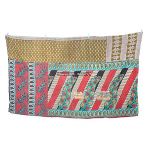 Manufacturer Vintage Handmade Patchwork Bedspread Indian Reversible Hand Stitched Heavy <b>Throw</b> Old Sari Blanket Patch Work Heavy - Product Image 3