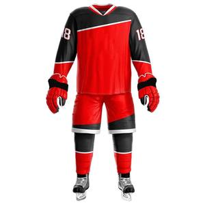 Best Selling Mens Ice Hockey Jersey Full Sleeve Sublimated White <b>Red</b> Blue Striped Breathable Mesh Hockey Uniform with Number 10 - Product Image 3