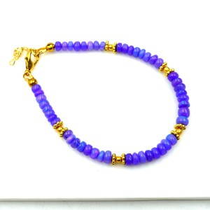 HAYAAT GEMS Natural Blue Ethiopian Opal Beaded Bracelet | AAA High <b>Fire</b> Gemstone October Birthstone Romantic Style - Product Image 2