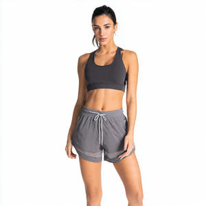 Shorts de sport pour femme OEM 100% polyester double couche, 2 en 1, avec cordon de serrage à la taille - Product Image 3