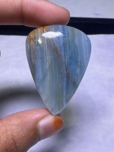 Cabujón de Calcita Azul Natural con Bandas, Gema Suelta al por Mayor, Calcita Azul Natural Hecha a Mano, Gema Suelta - Product Image 1