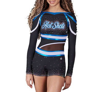 Tenue de performance personnalisée de haute qualité pour cheerleaders, imprimée, respirante et confortable, avec strass, pour équipes de danse et de cheerleading - Product Image 3