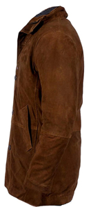 Men Genuine Sheepskin <b>Suede</b> Leather <b>Jacket</b> Brown Custom Made Western <b>Biker</b> <b>Jacket</b> - Product Image 3