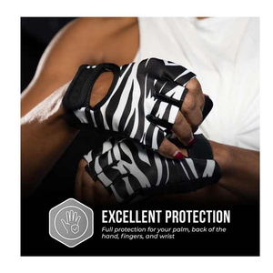 Gants de sport mi-doigts imprimé zèbre en Spandex avec sangle de poignet réglable, unisexe, équipement d'entraînement fitness, gants de sport pour hommes - Product Image 4