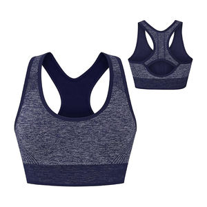 Sujetador deportivo con tiras en la espalda para mujer, diseño con abertura en la espalda, sin costuras, acolchado, soporte medio, transpirable, de secado rápido, para yoga y gimnasio - Product Image 3