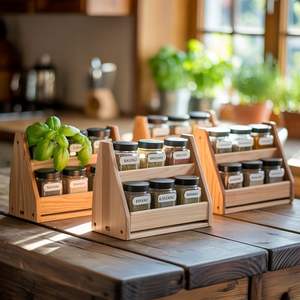 Boîte à épices en bambou naturel avec compartiments en verre – Masala Dabba – Exportation en gros par l'usine OEM/ODM - Product Image 2